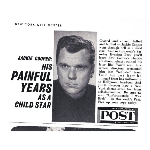 Vintage Saturday Evening Post Magazine Ad Featuring Jackie Cooper 1960s Print Ad - Picture 1 of 2